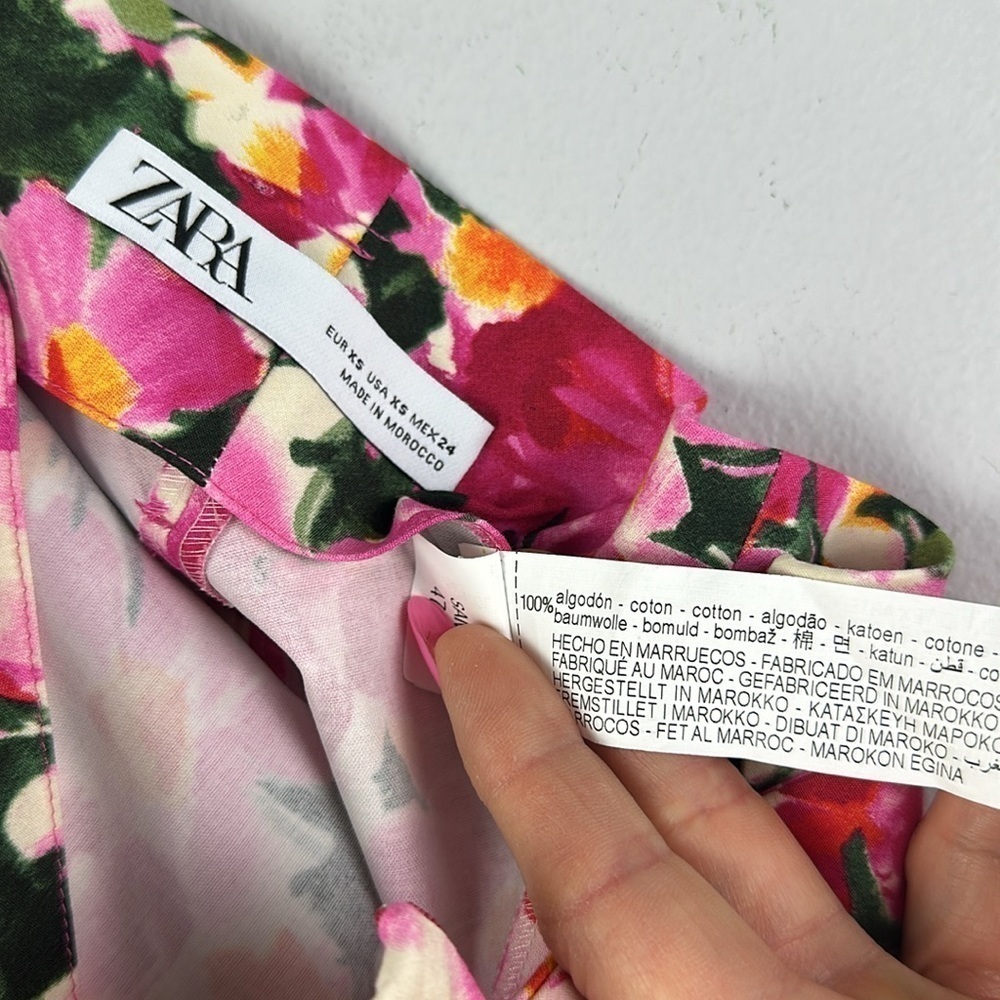 Zara Bloggers Fav Tiered Pleated Vibrant Floral Maxi Skirt Size XS Belted Spring - Picture 16 of 16